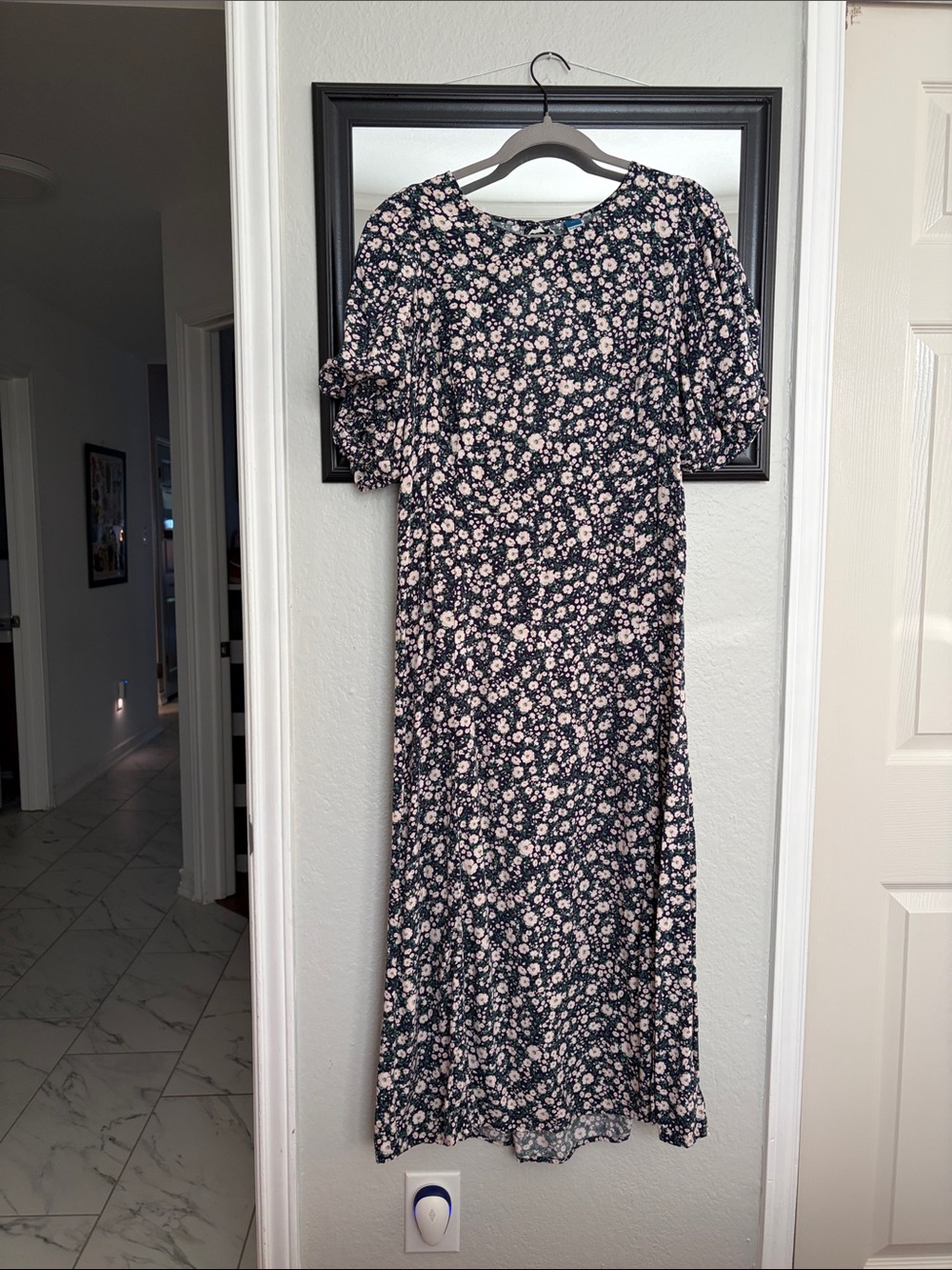 Old Navy Navy Maxi Dress with Blush Floral Print